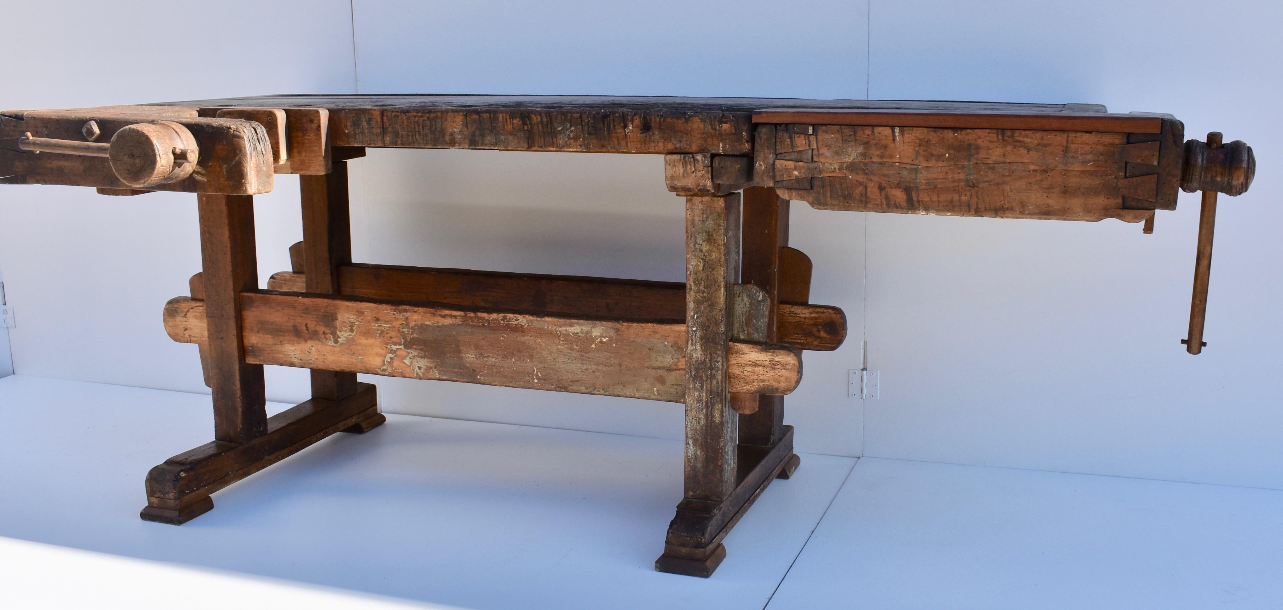 Hungarian Antique Oak Carpenters and Joiners Workbench