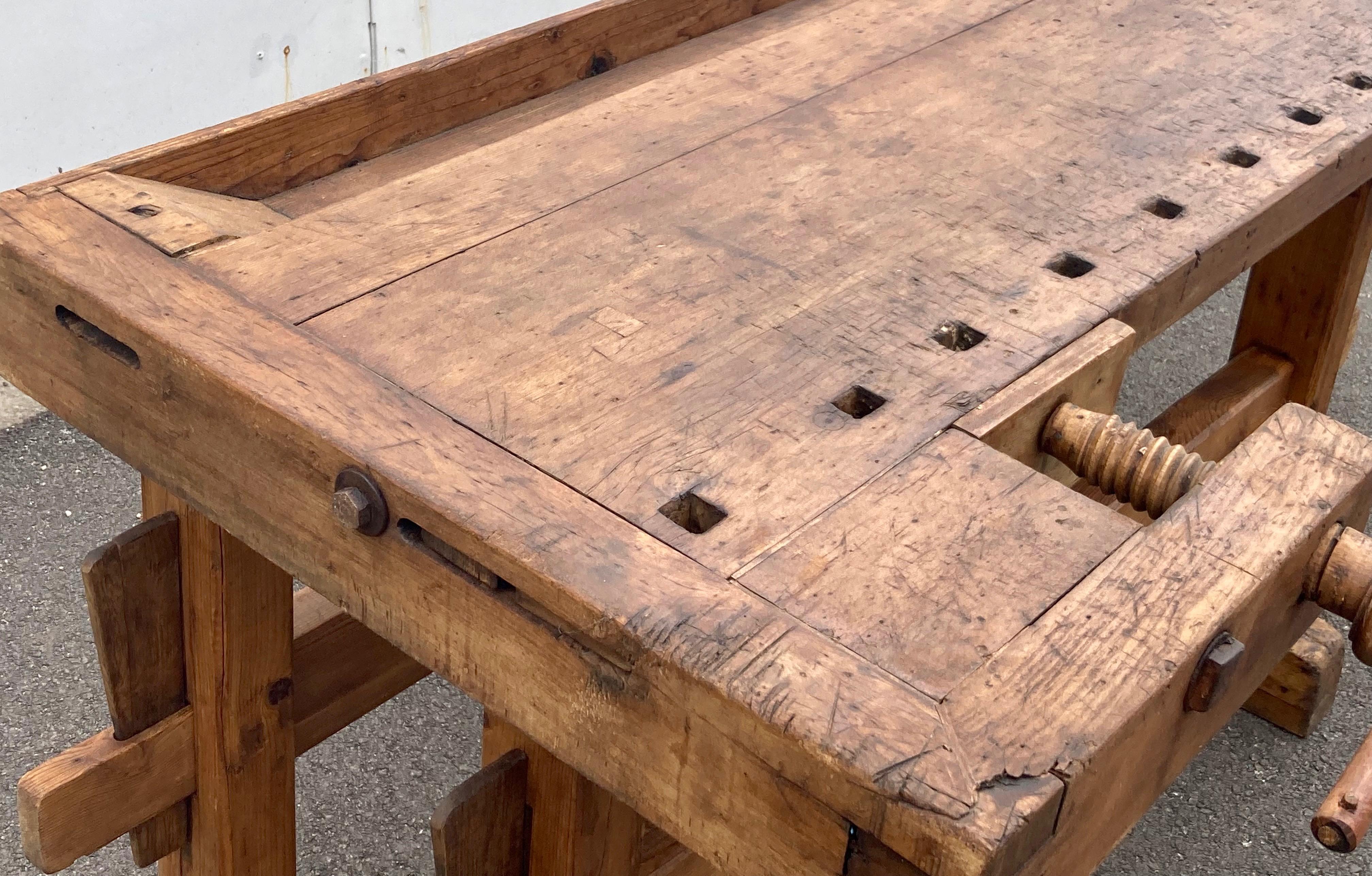 Industrial Antique Oak Carpenter's and Joiner's Workbench 