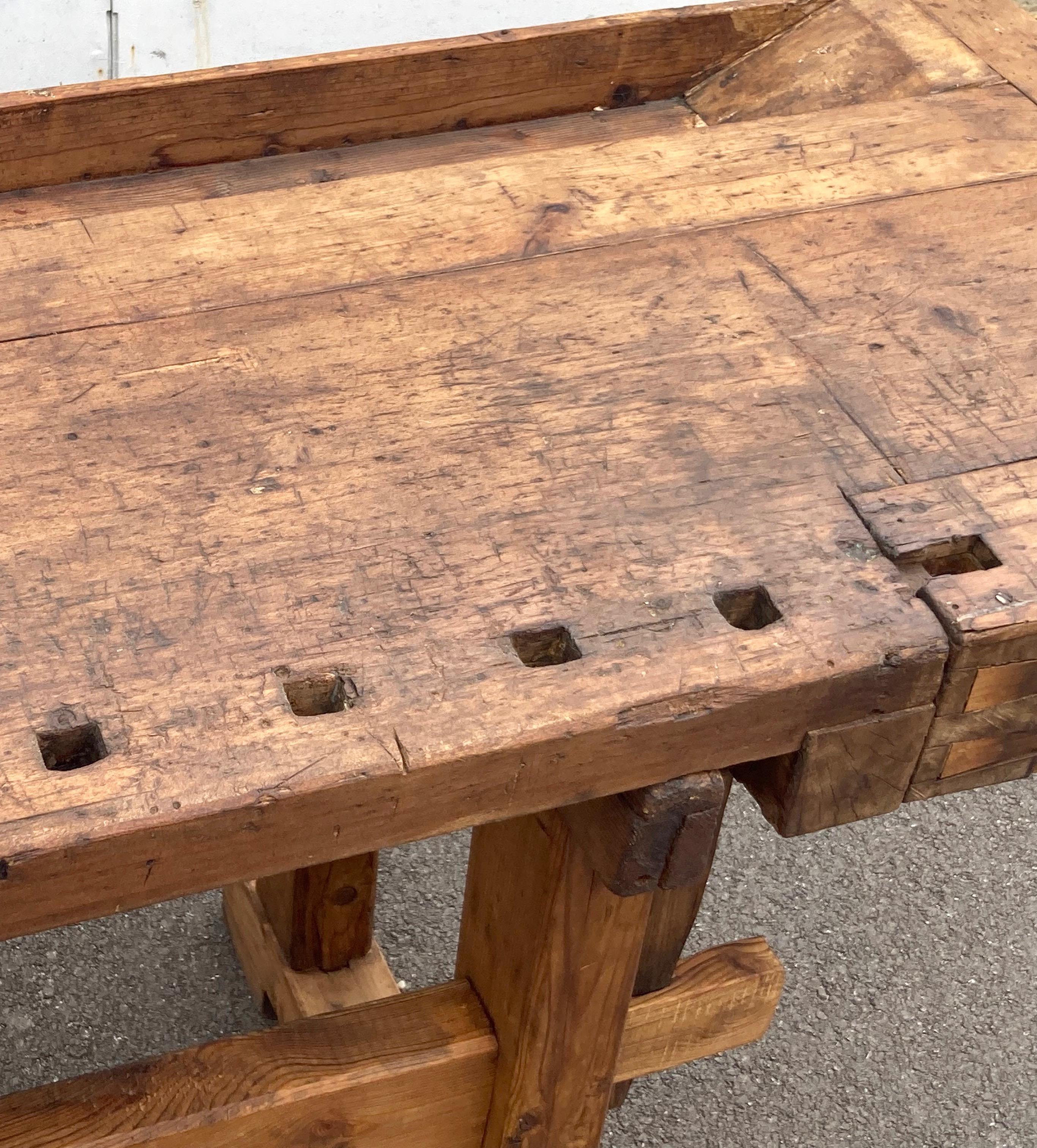 Hungarian Antique Oak Carpenter's and Joiner's Workbench 