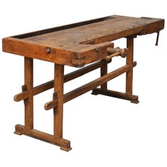 Vintage Oak Carpenter's Workbench, 1930s