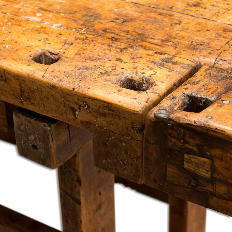 Antique Oak Carpenters' Workbench, Central Europe, 1920s ...