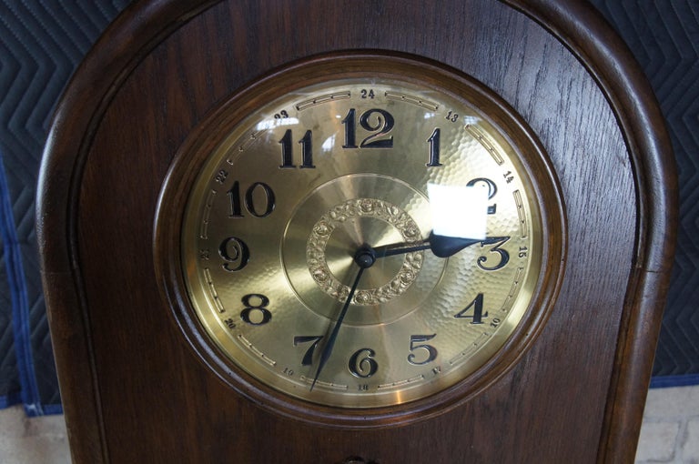 Antique Oak Carved Tall Case Kieninger German Art Deco Grandfather