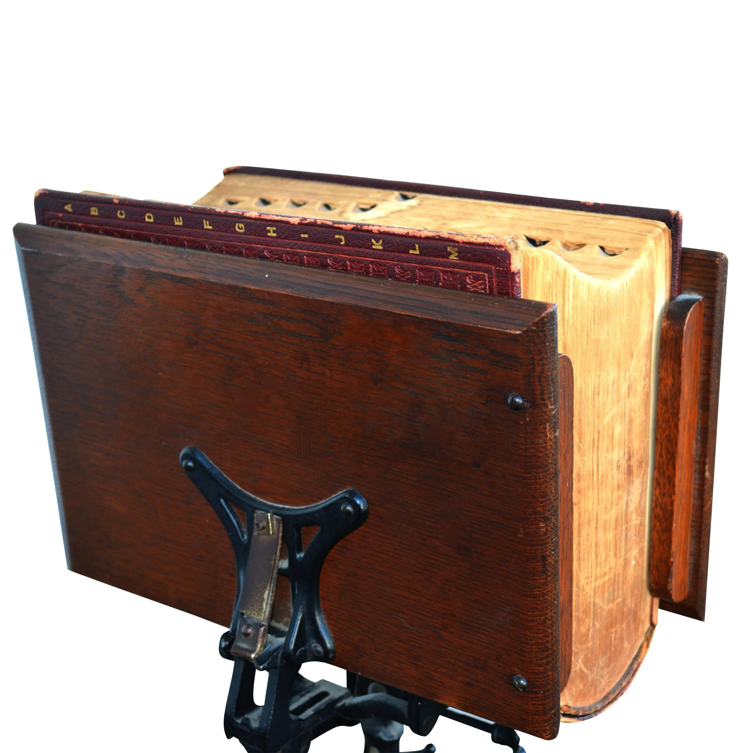 20th Century Antique Oak Cast-Iron Lectern or Folio Stand
