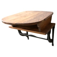 Antique Oak & Cast Metal Butcher Shop Mercantile Wrapping Wall Mounted Shelf