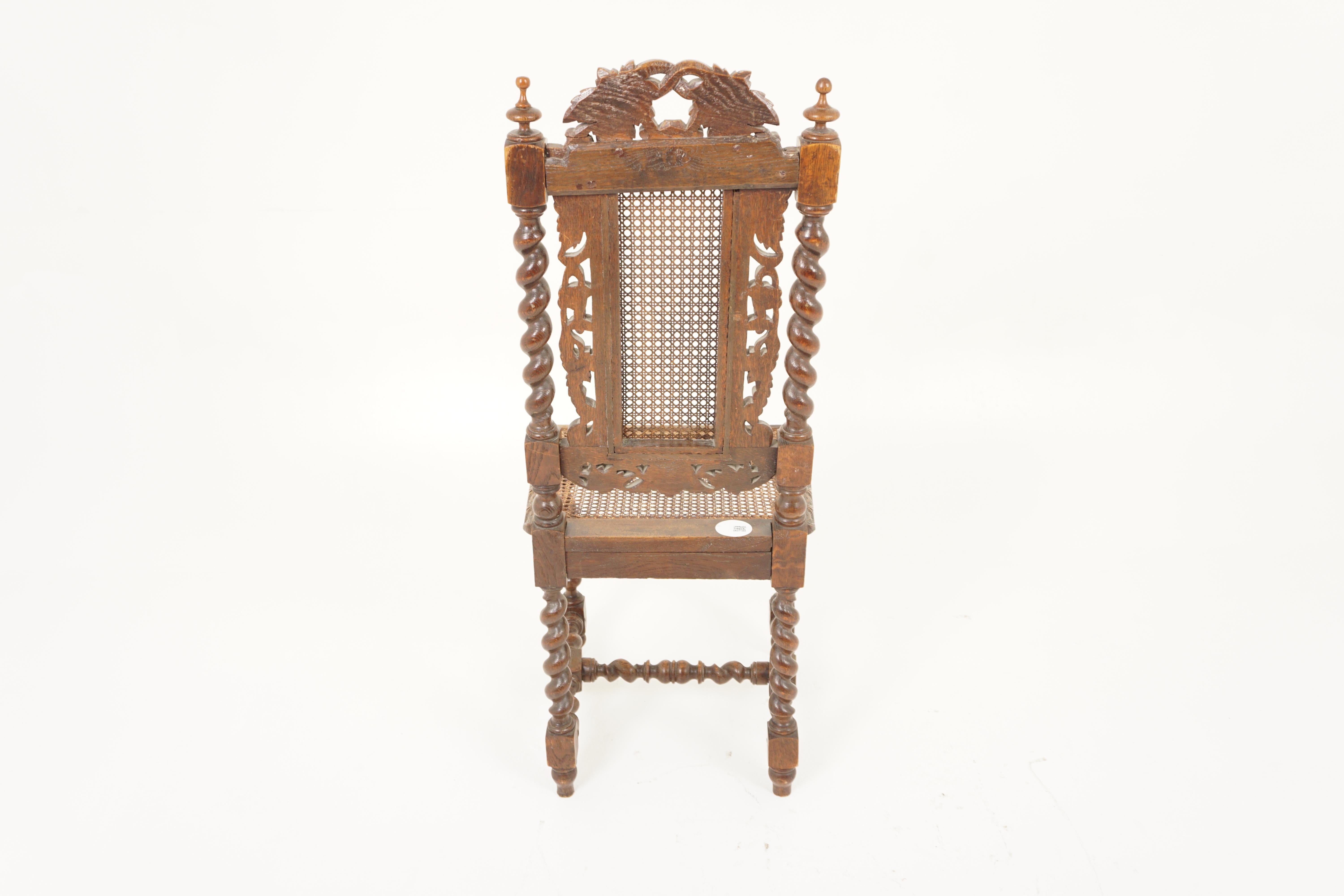 Antique Oak Chair, Gothic Heavily Carved Hall & Desk Chair, Scotland 1880, H1063 3