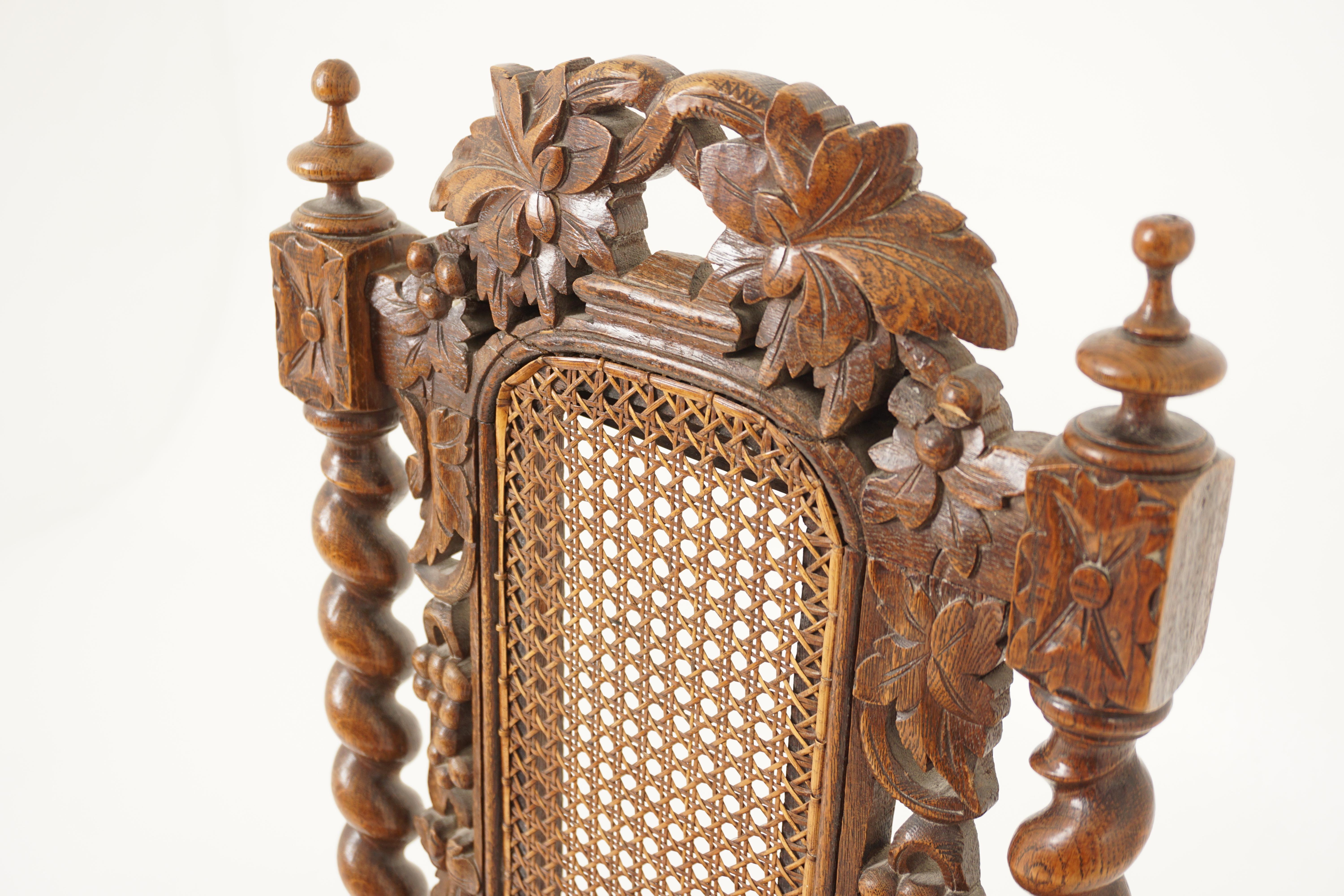Fin du XIXe siècle Chaise d'antiquités en chêne ancien, chaise de bureau et d'entrée gothique fortement sculptée , Écosse 1880 , H1063 en vente