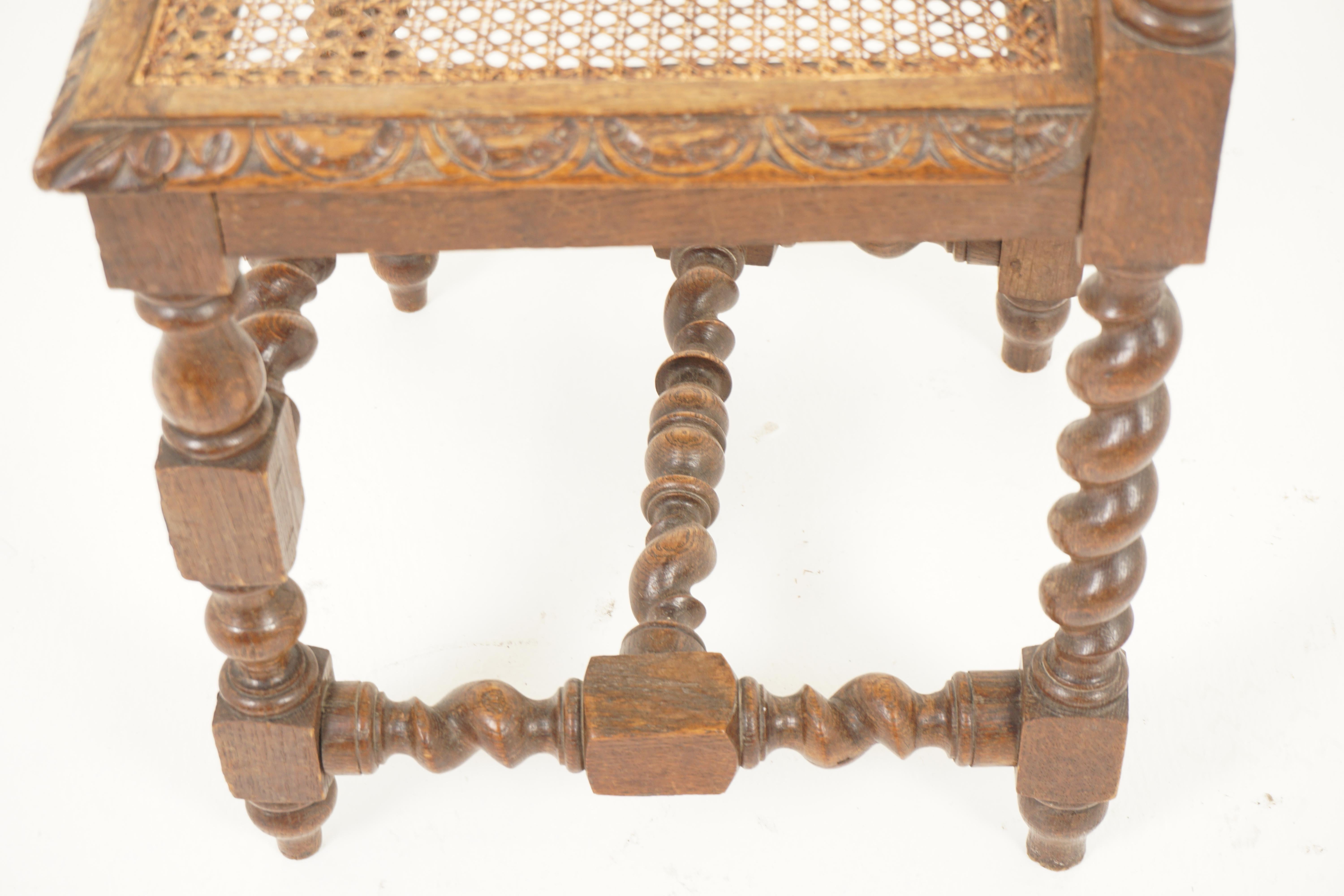 Antique Oak Chair, Gothic Heavily Carved Hall & Desk Chair, Scotland 1880, H1063 For Sale 2