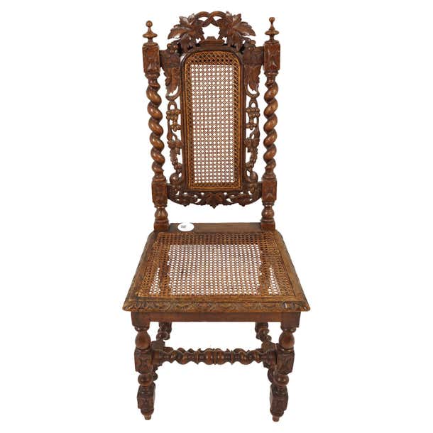 Antique Oak Chair, Gothic Heavily Carved Hall and Desk Chair, Scotland ...