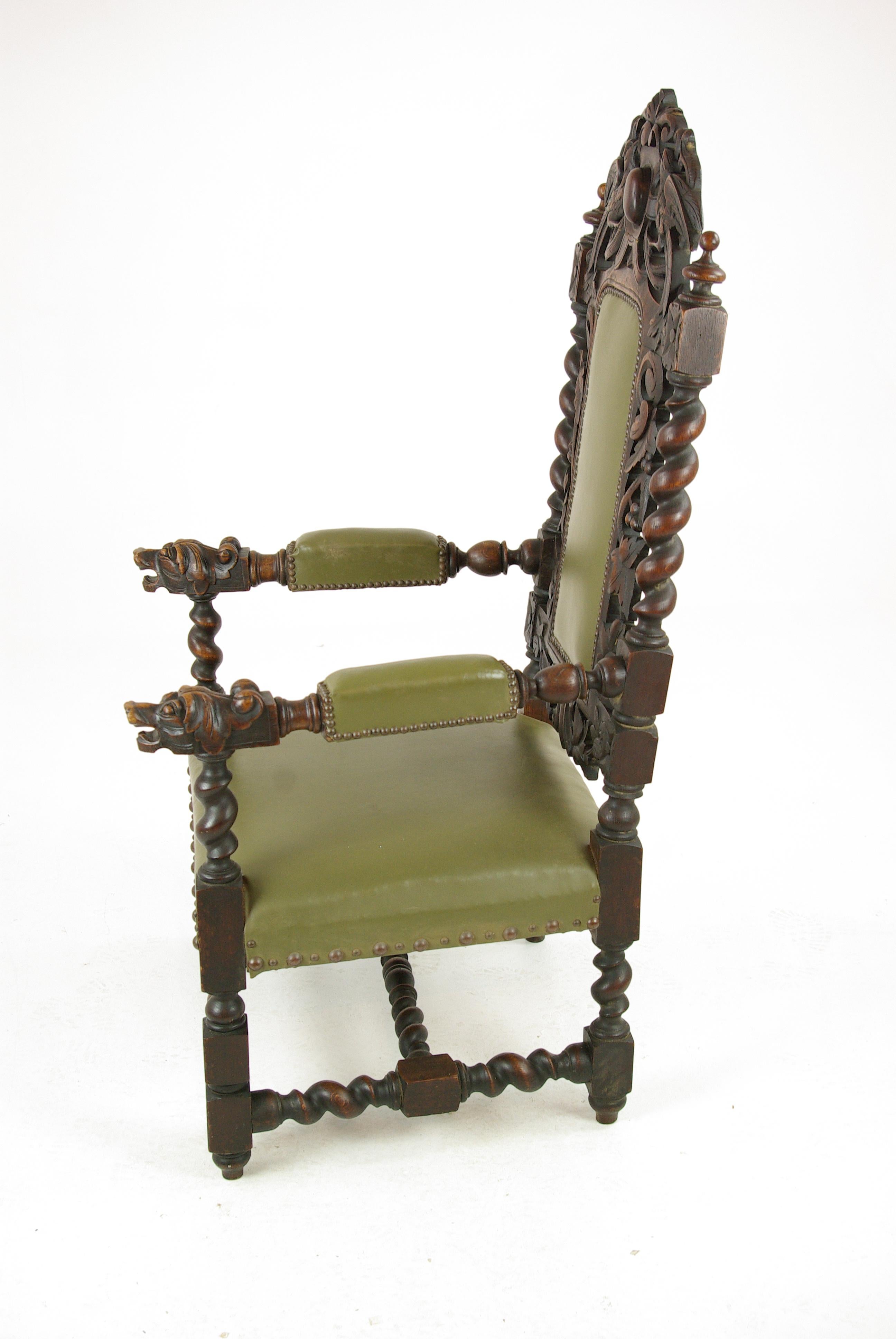 victorian carved oak chairs