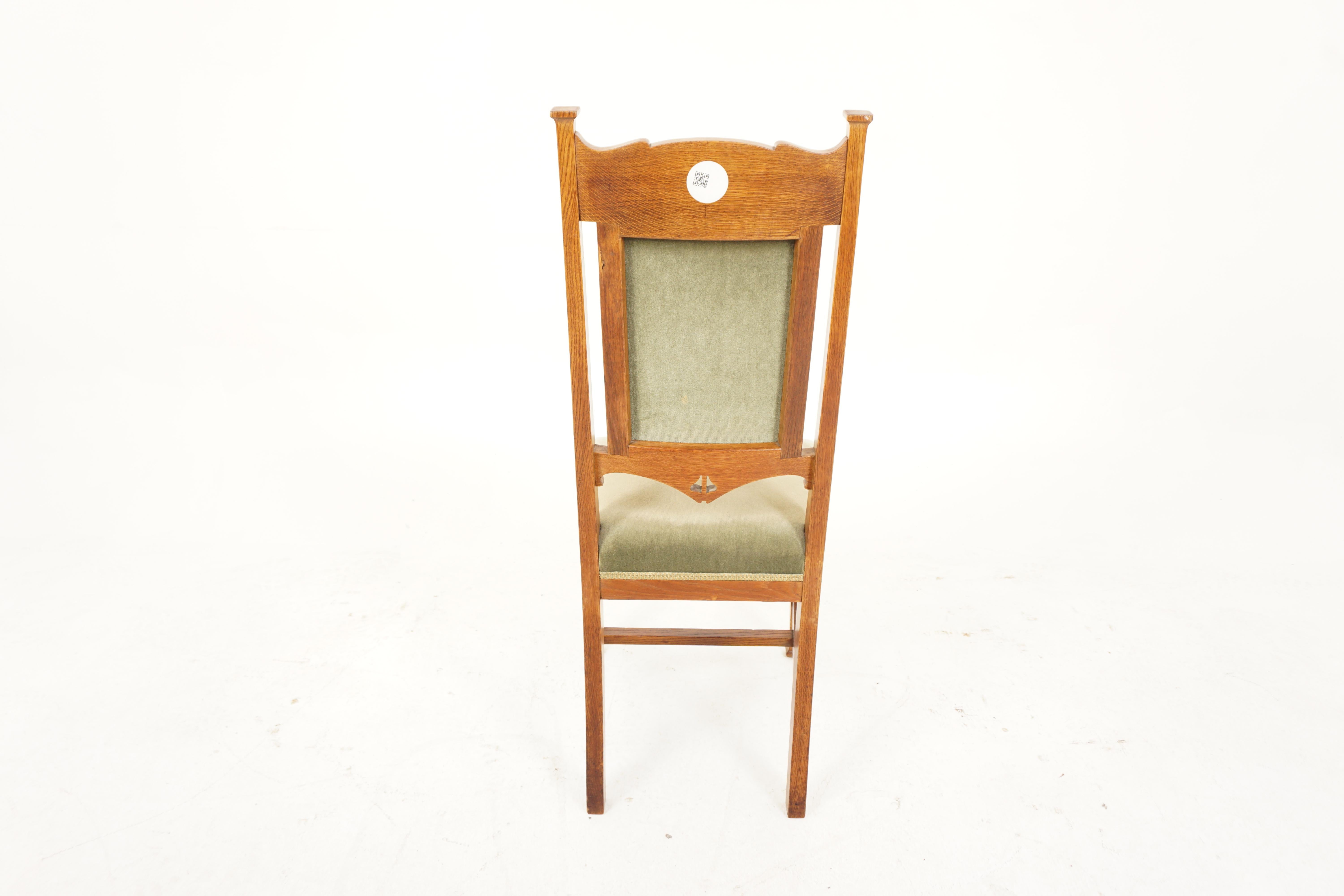 Antique Oak Chairs, 6 High Back Upholstered Dining Chairs, Scotland 1910, H1140 2