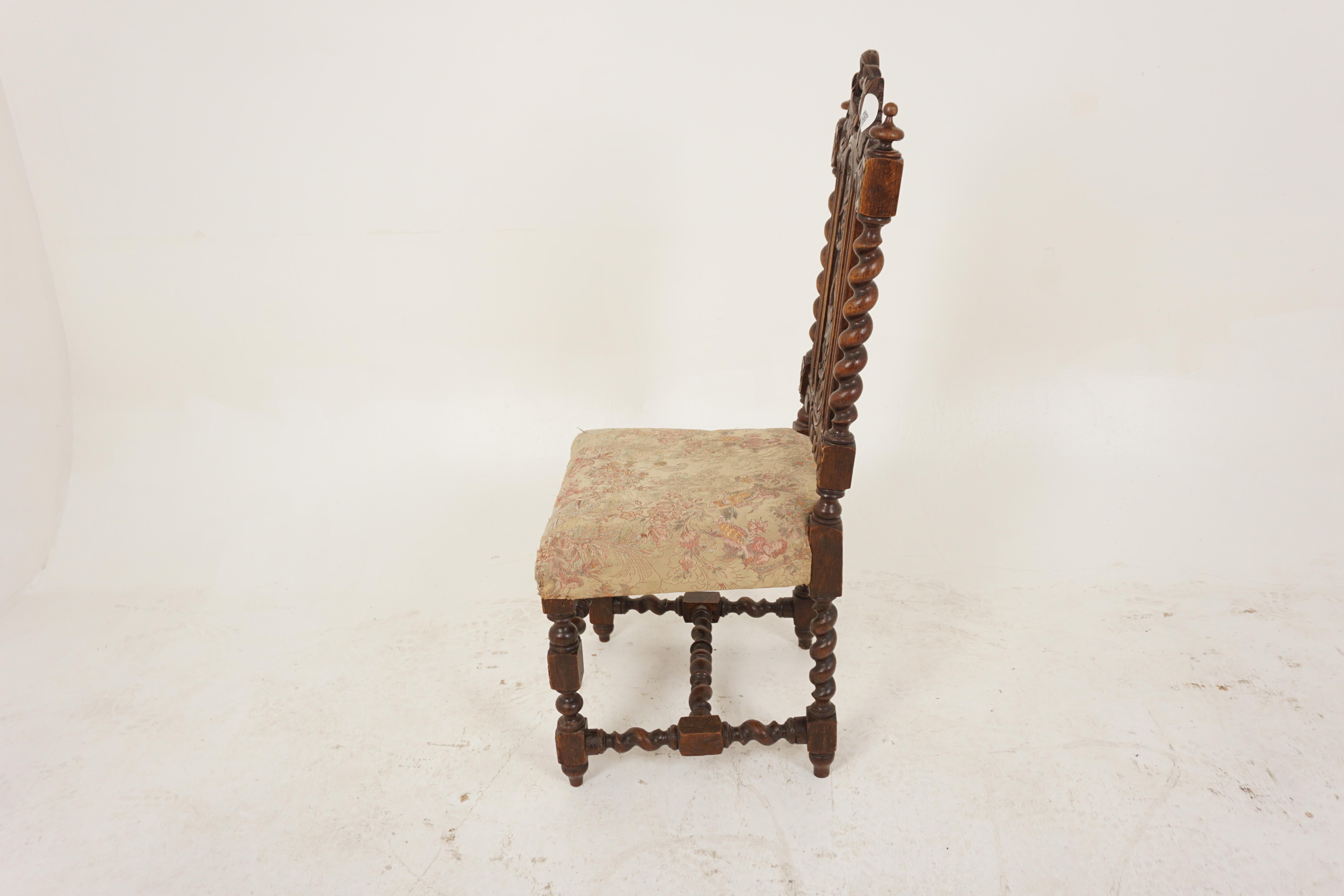 Antique Oak Chairs, Pair of Victorian Barley Twist Chairs, Scotland 1860, H1114 1