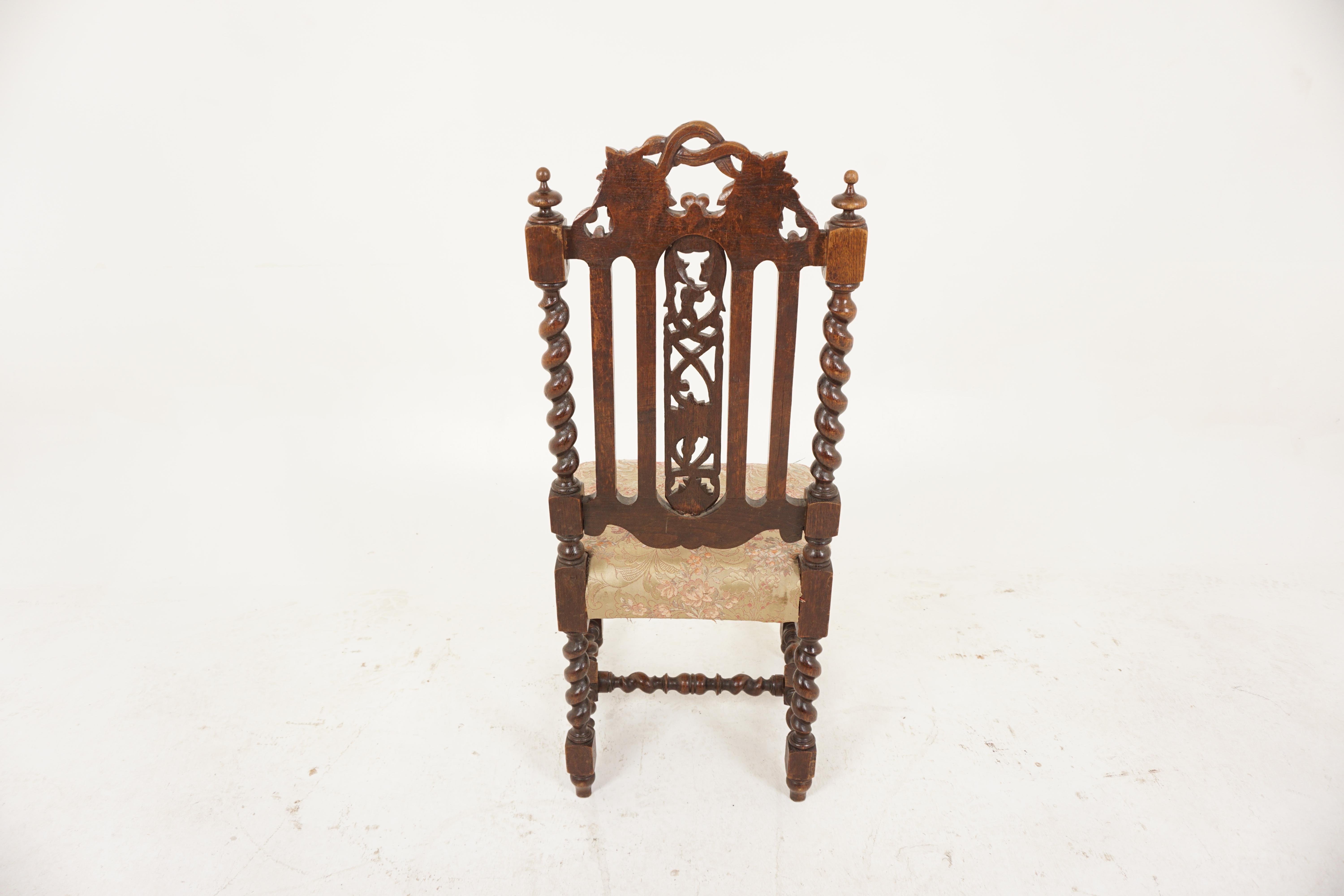 Antique Oak Chairs, Pair of Victorian Barley Twist Chairs, Scotland 1860, H1114 2