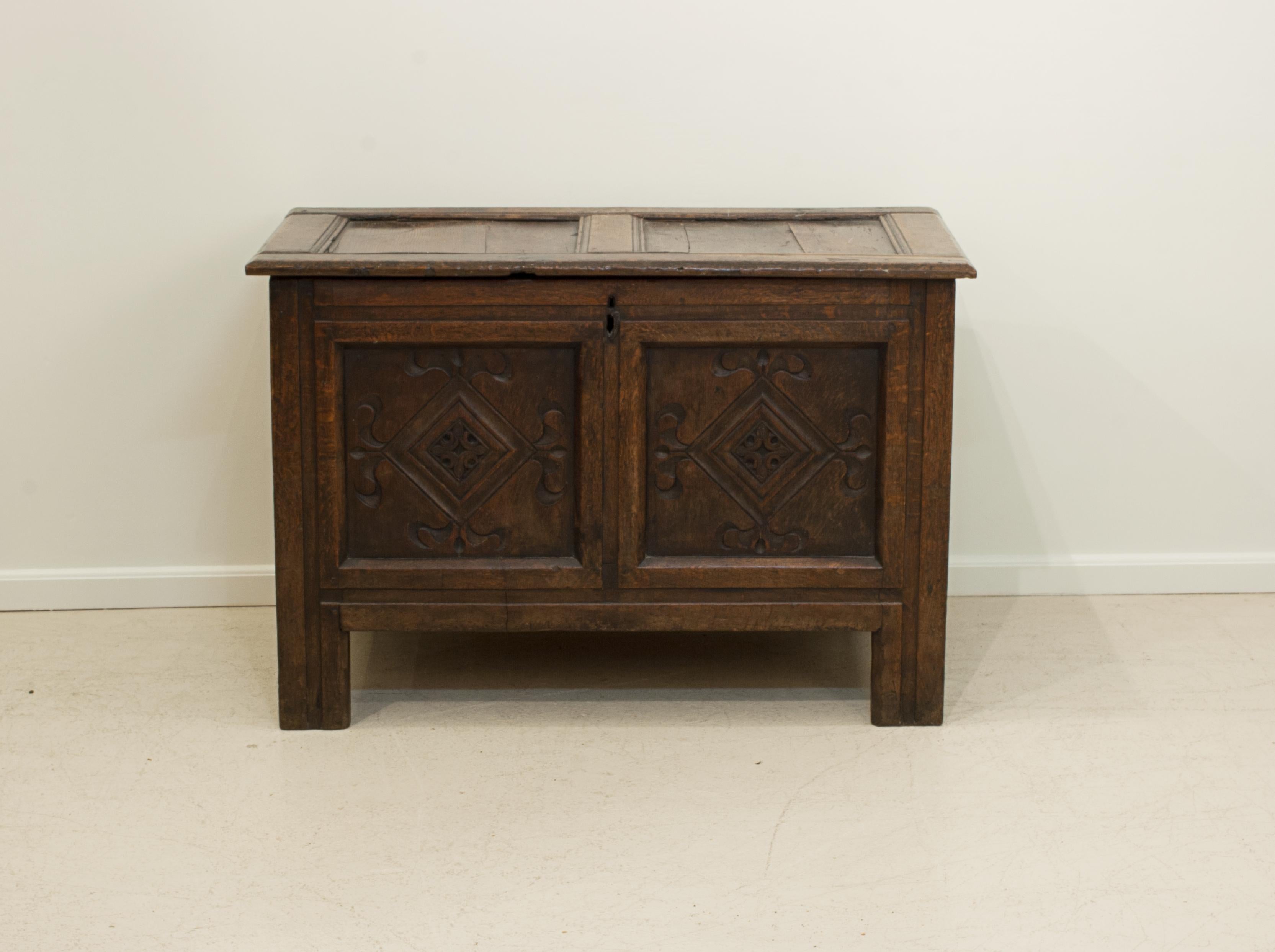 Late 18th Century Antique Oak Chest, Coffer. For Sale