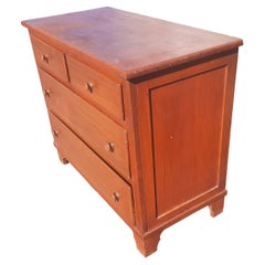 Antique Oak Chest of Drawers with Original Wood Drawer Knobs