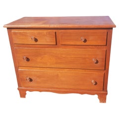 Antique Oak Chest of Drawers with Original Wood Drawer Knobs