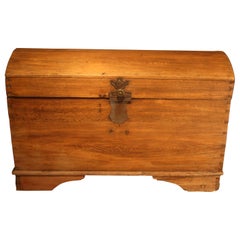 Antique Oak Chest with Round Lid, Germany, 1700s