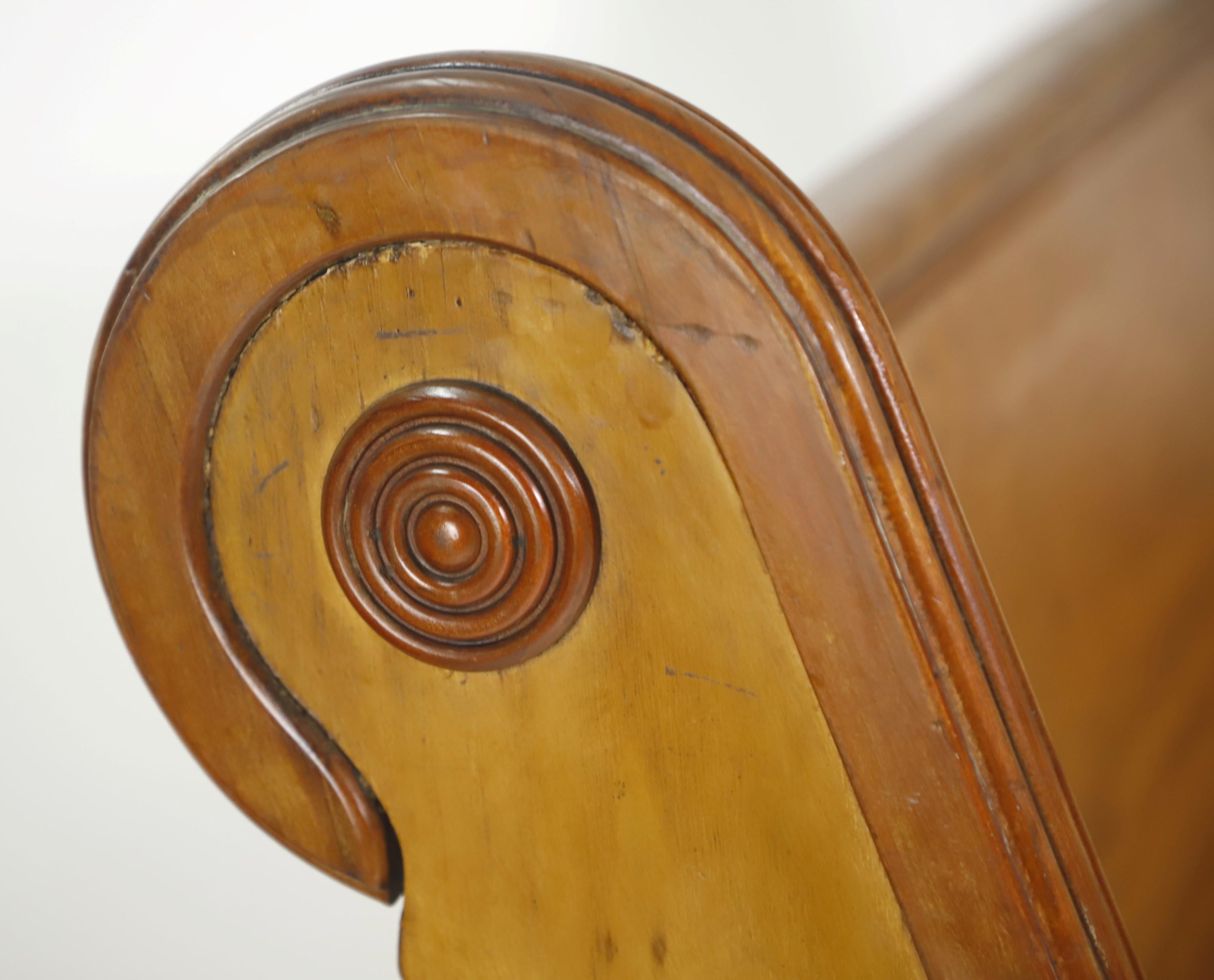 American Antique Oak Church Pew Slight Curved Back Carved Details