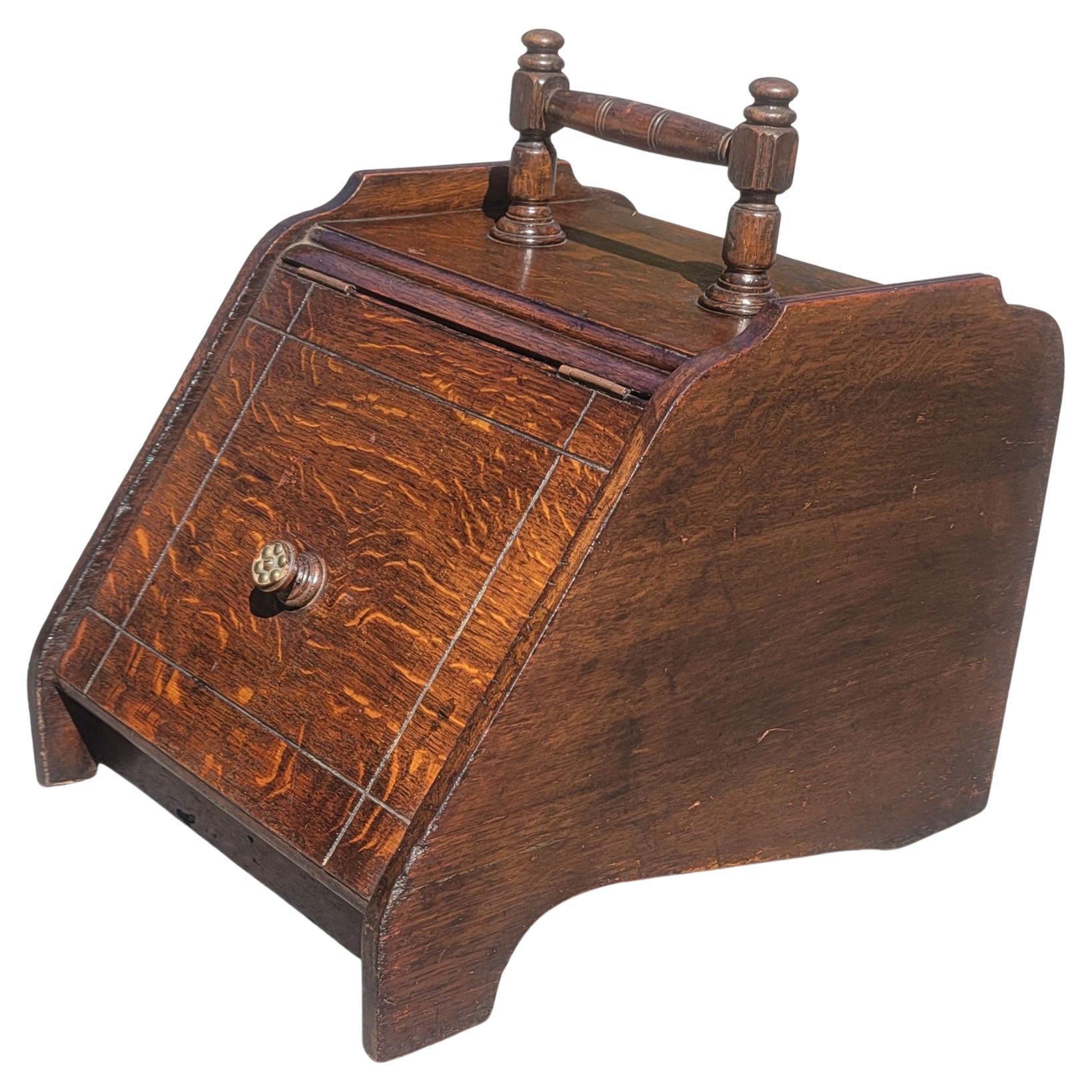 Victorian Antique Oak Coal Scuttle Box, Circa 1890s