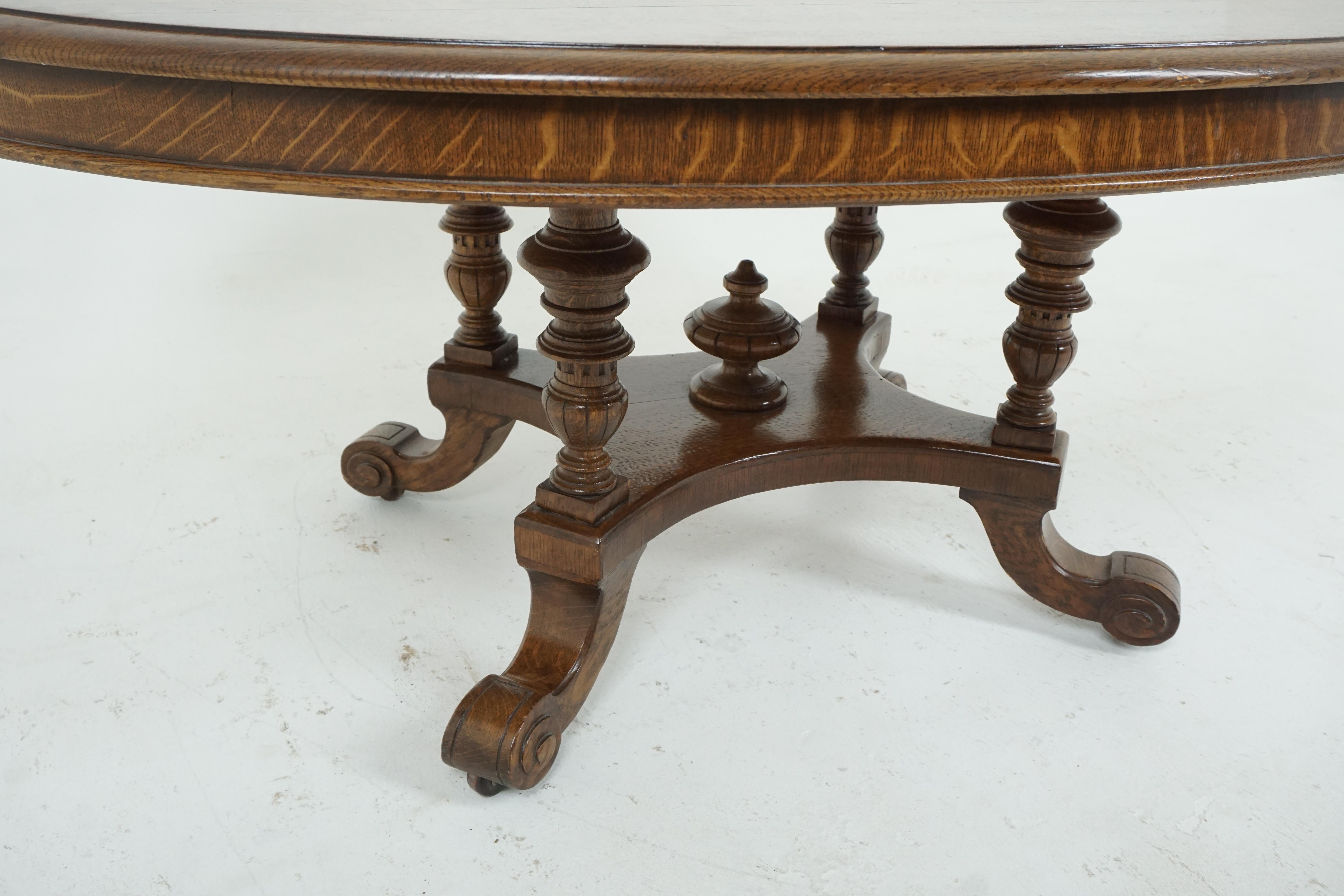 Antique Oak Coffee Table, Victorian Oval Center Table, Scotland 1880 ...