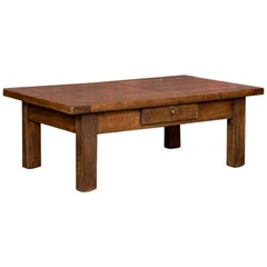 Antique Oak Coffee Table with Drawer