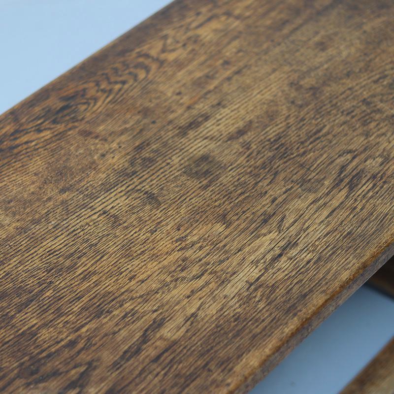 Antique Oak Coffee Table with Reclaimed Flax Base For Sale 4