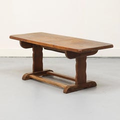 Antique Oak Coffee Table with Reclaimed Flax Base