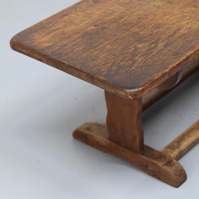 Rustic Antique Oak Coffee Table with Reclaimed Flax Base For Sale