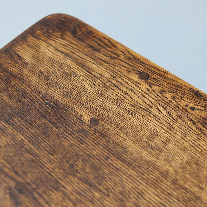 French Antique Oak Coffee Table with Reclaimed Flax Base For Sale