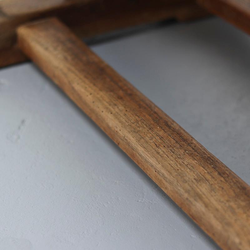 19th Century Antique Oak Coffee Table with Reclaimed Flax Base For Sale