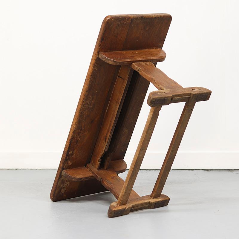 Antique Oak Coffee Table with Reclaimed Flax Base For Sale 1