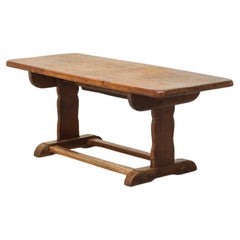 Antique Oak Coffee Table with Reclaimed Flax Base
