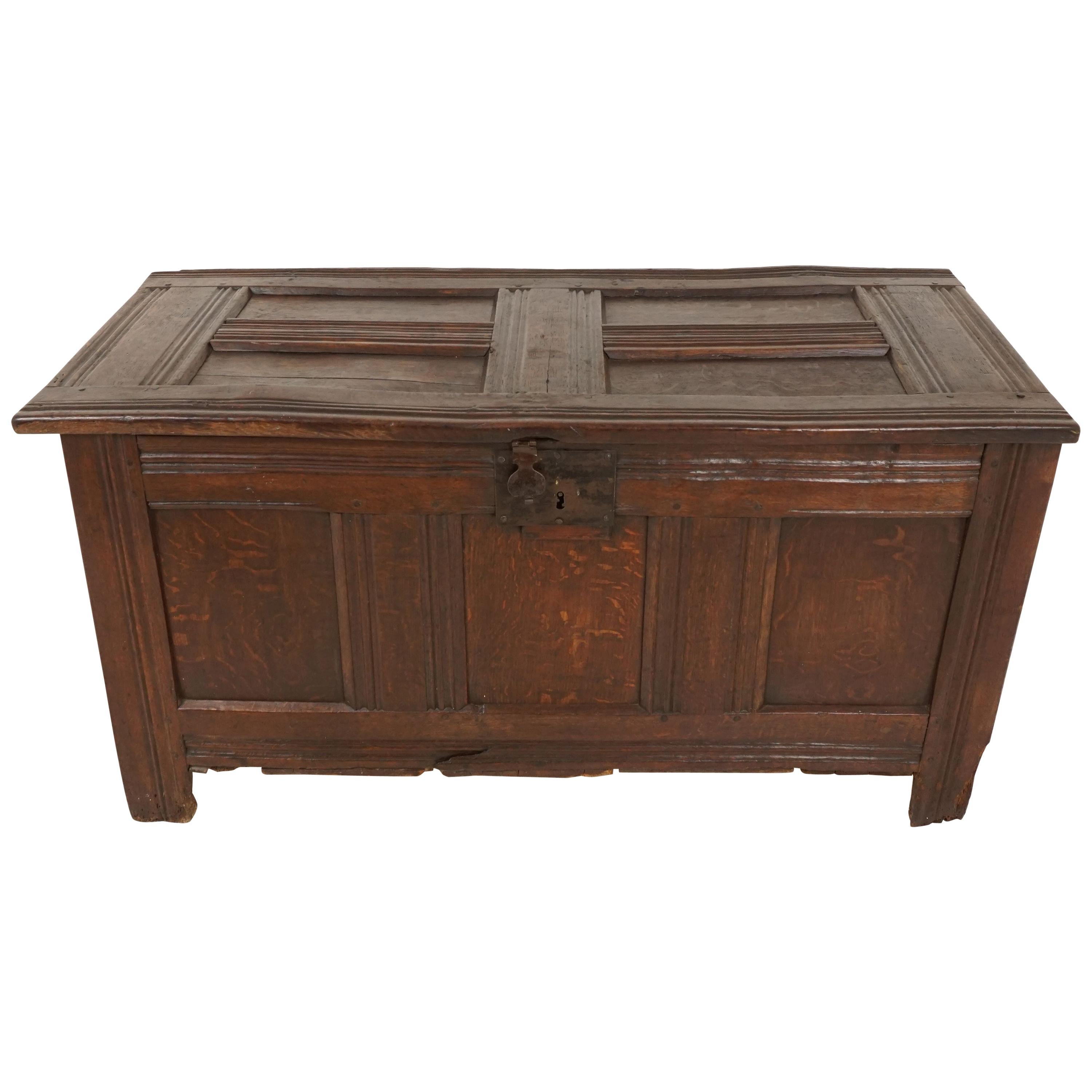 Antique Oak Coffer, 18th Century, Scotland 1780, H119