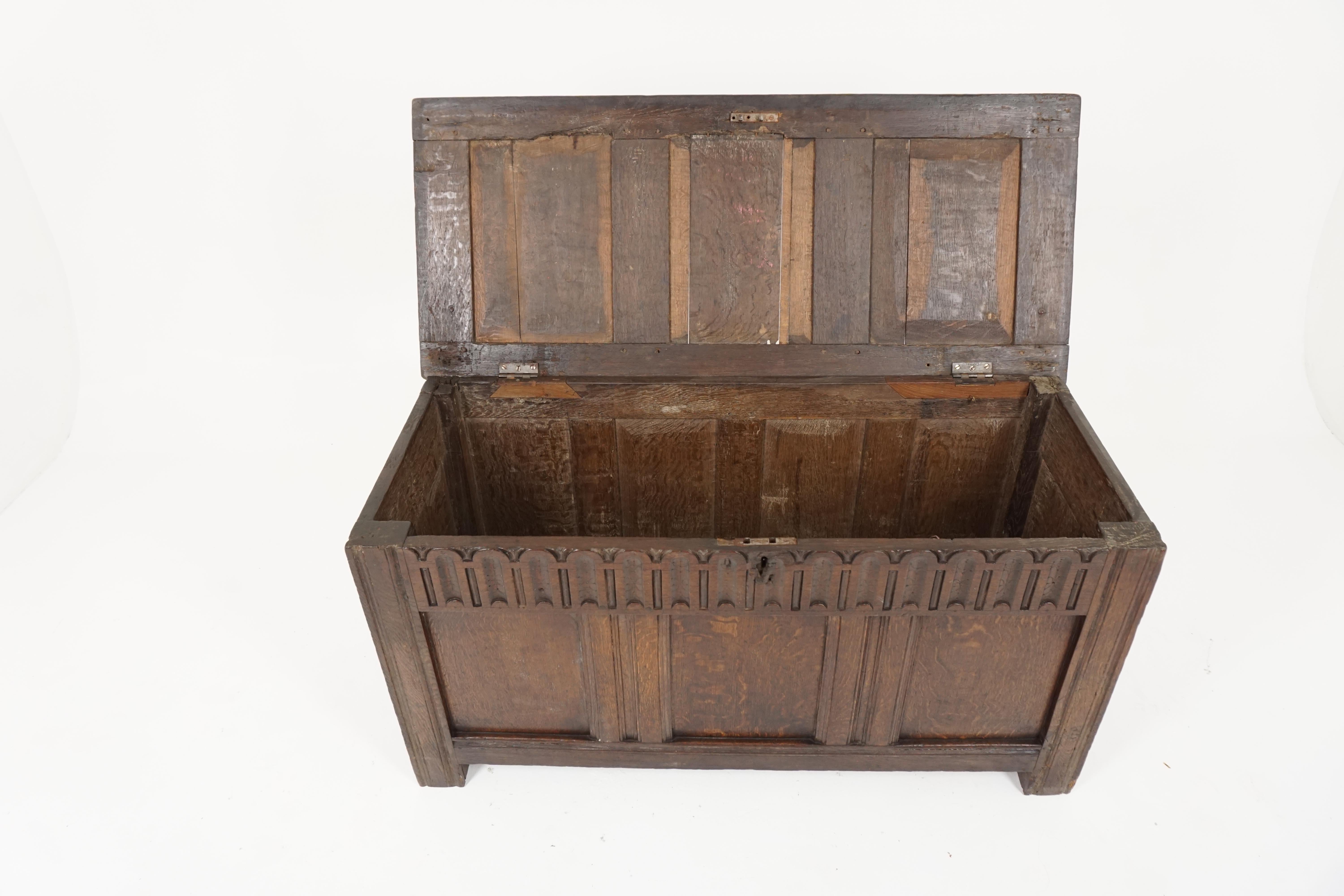 Hand-Crafted Antique Oak Coffer, Georgian Kist Trunk, Antique Furniture, Scotland 1780, B1842