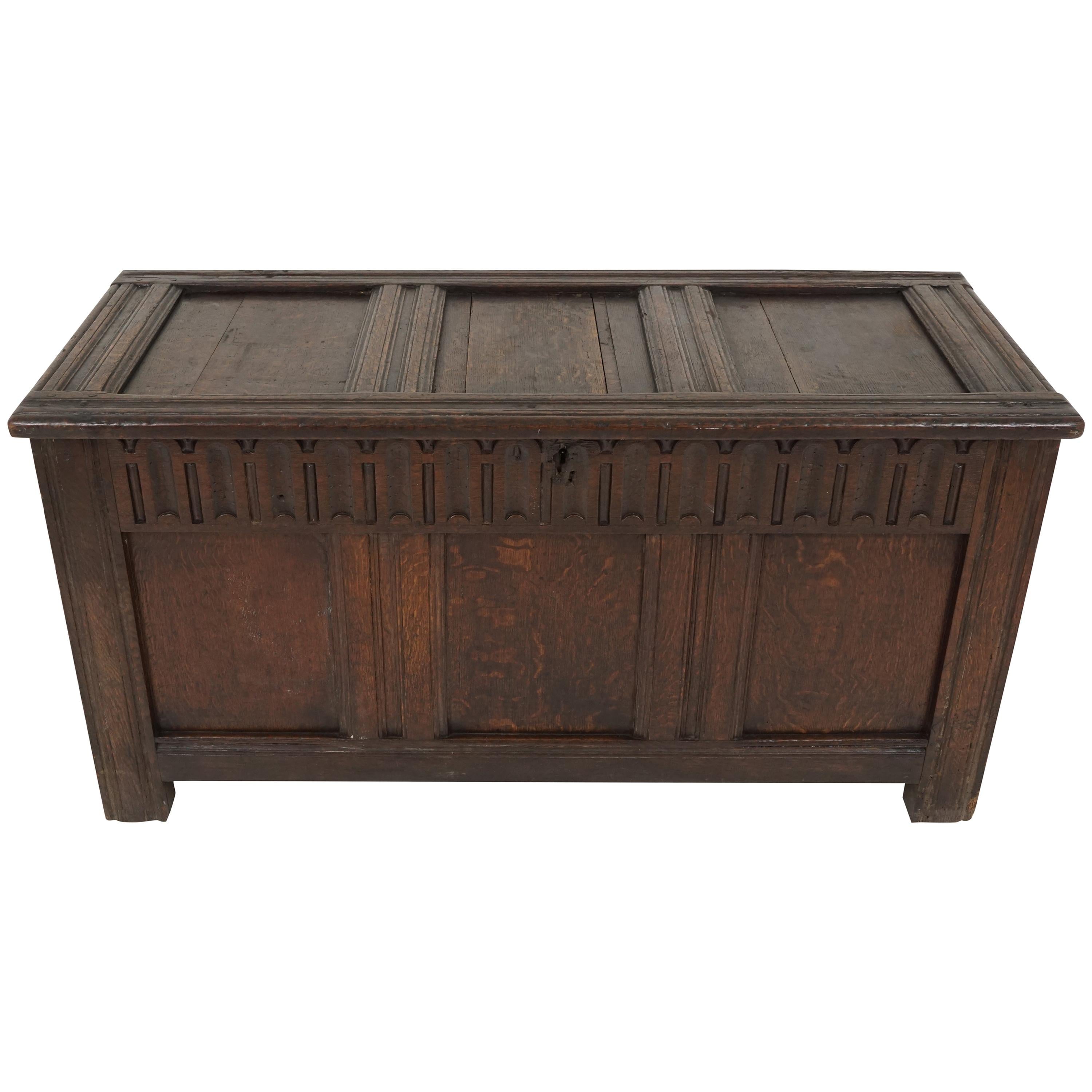 Antique Oak Coffer, Georgian Kist Trunk, Antique Furniture, Scotland 1780, B1842