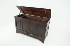 Antique Oak Coffer, Large 18th Century Paneled Chest, Scotland, 1780