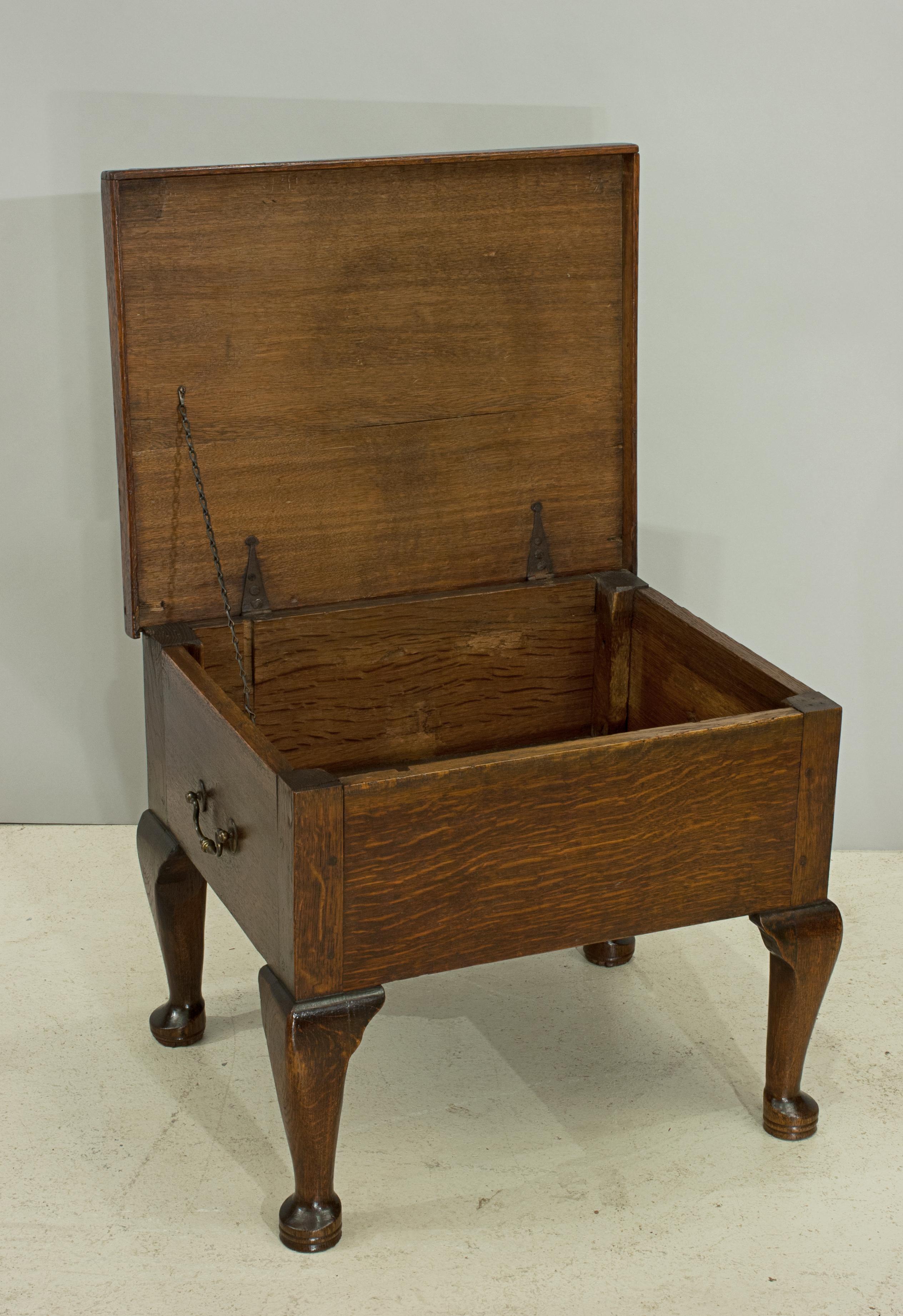 Antique Oak Commode on Cabriolet Legs, Converted to Storage 2