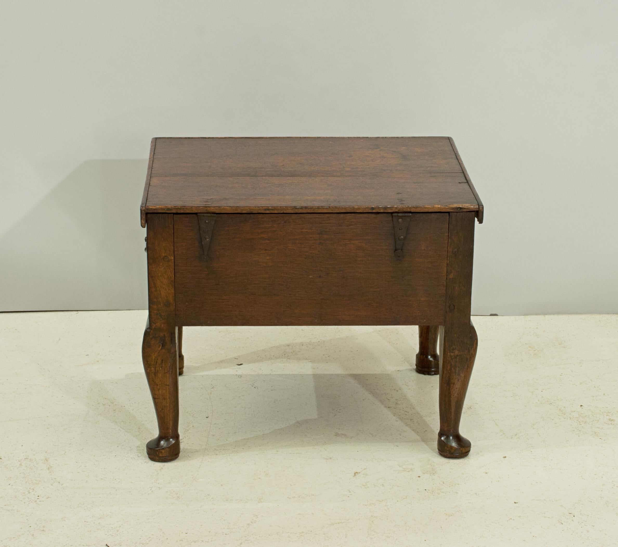 Early 19th Century Antique Oak Commode on Cabriolet Legs, Converted to Storage