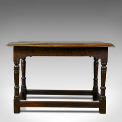 Table console ancienne en chêne, anglaise, néo-jacobéenne, réfectoire