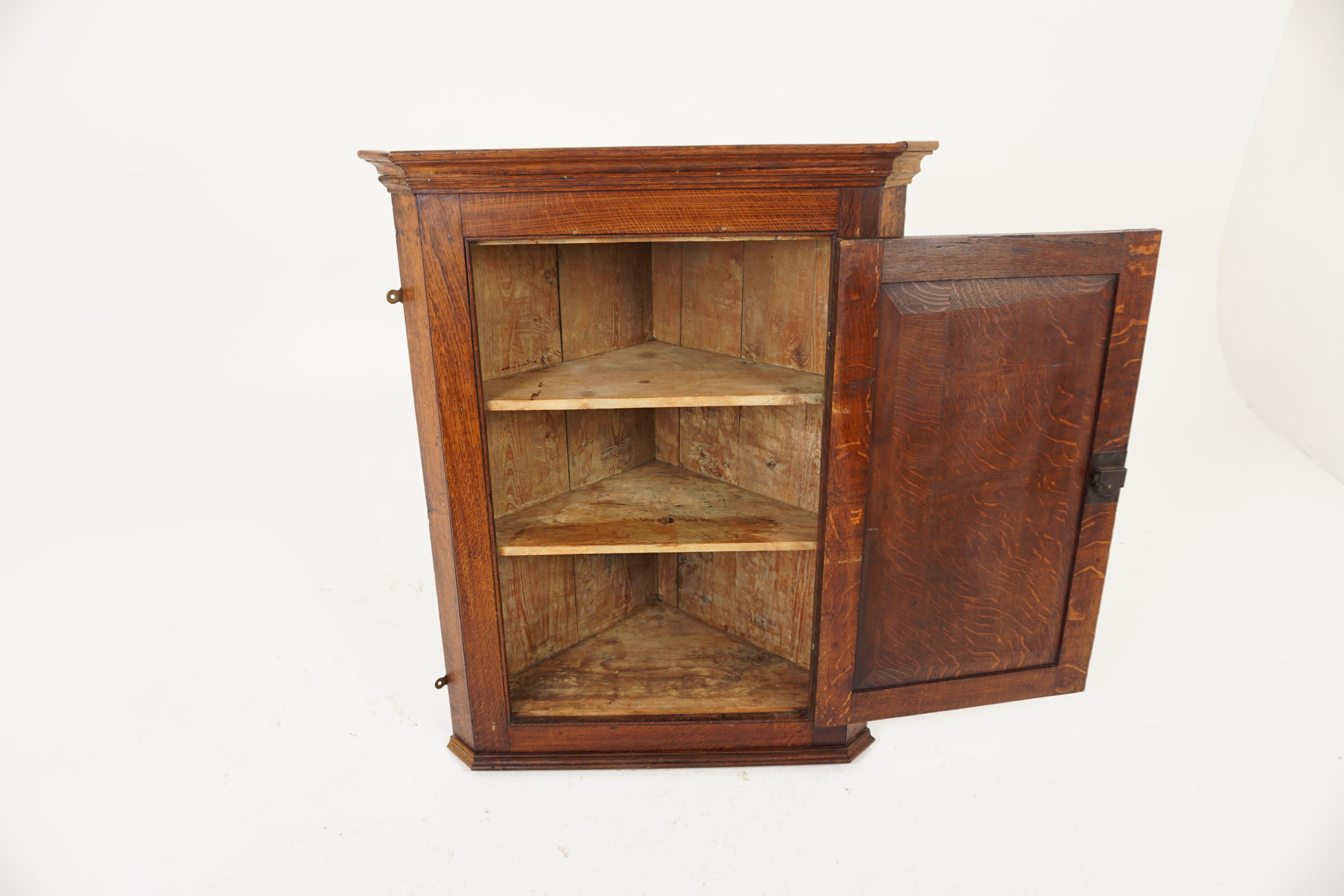 Antique Oak Corner Cabinet, Georgian Oak Hanging Cupboard, Scotland ...