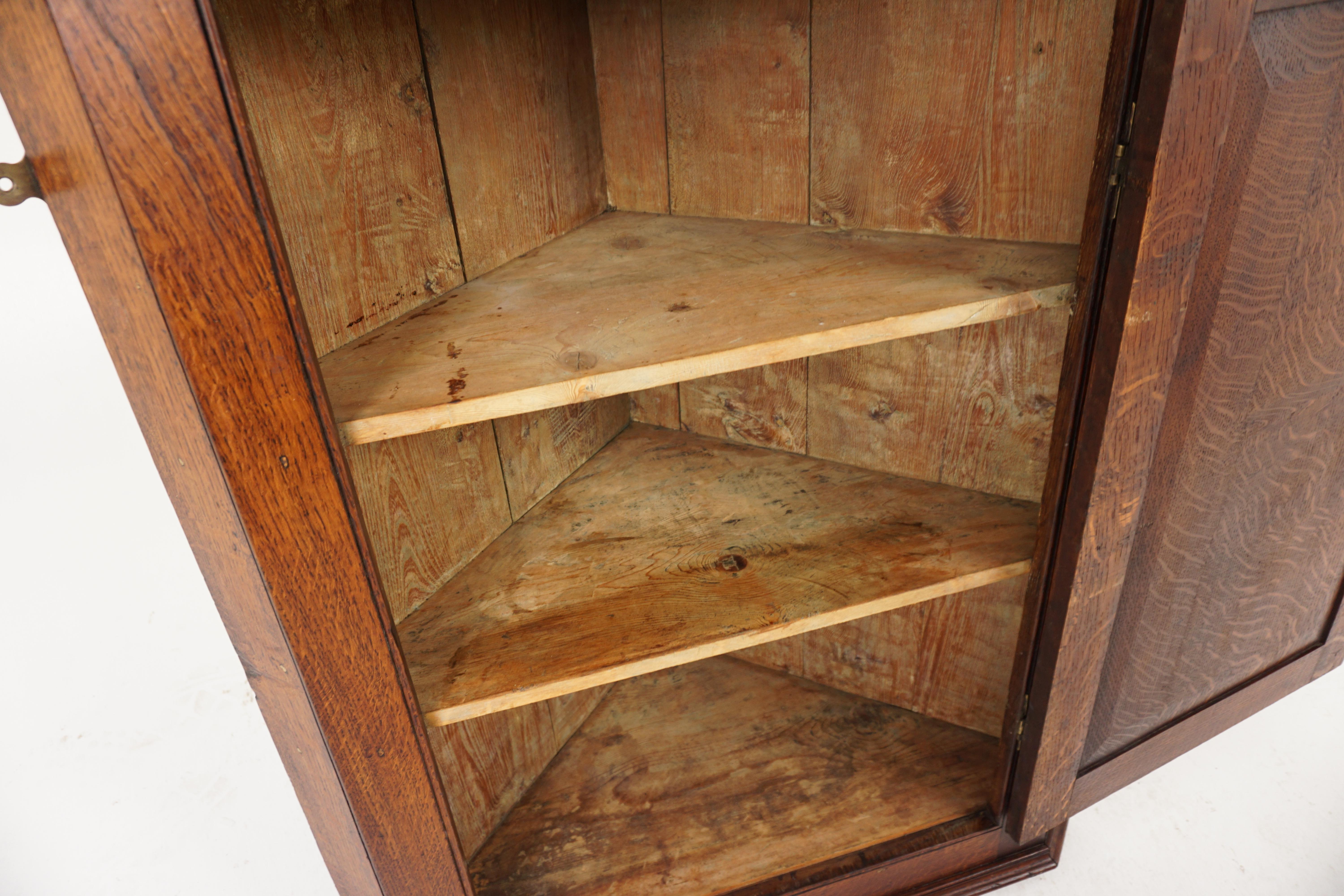 Antique Oak Corner Oak Hanging Cupboard, Scotland