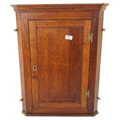 Antique Oak Corner Cabinet, Georgian Oak Hanging Cupboard, Scotland 1750, H996