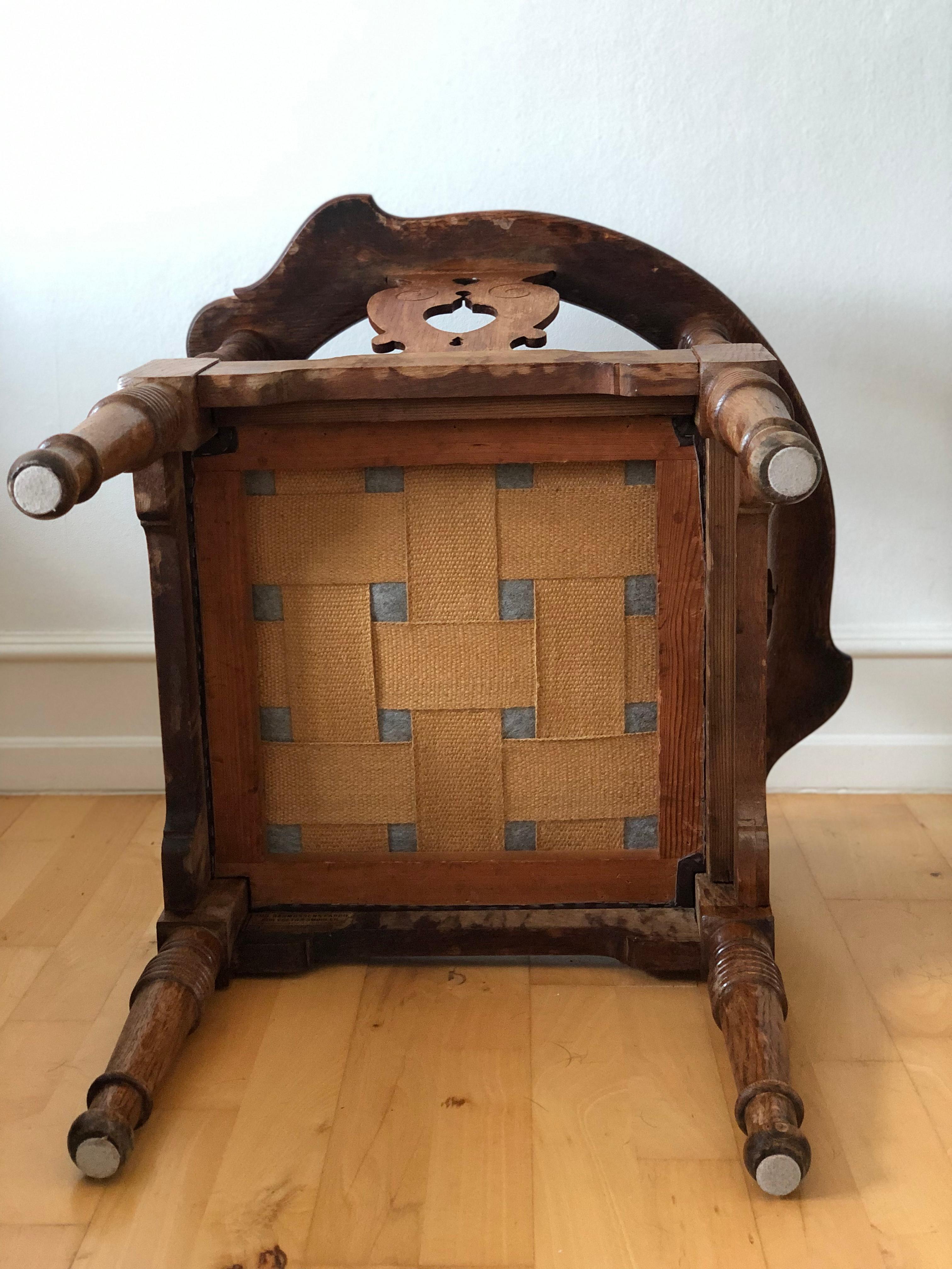Chaise d'angle ancienne en Oak par Rud Rasmussen, Copenhague Danemark Début du 20e siècle en vente 5