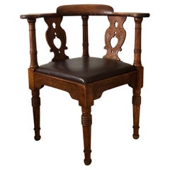 Chaise d'angle ancienne en Oak par Rud Rasmussen, Copenhague Danemark Début du 20e siècle