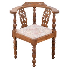 Antique Oak Corner Chair “Captain’s Chair”, Denmark, 1940s