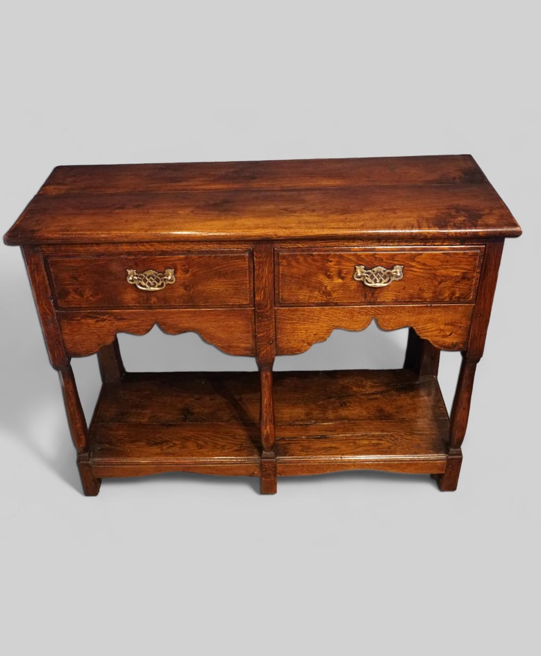 19th Century Antique oak cottage pot board dresser base For Sale
