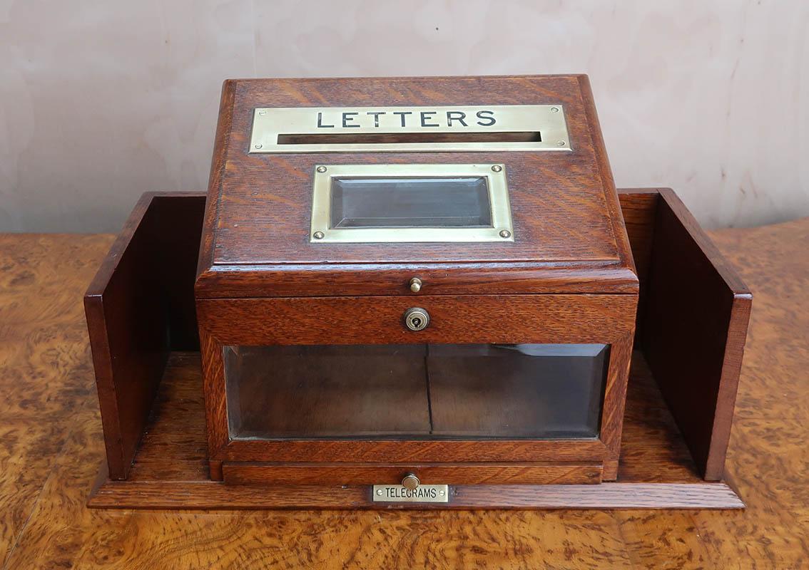 Edwardian Antique Oak Country House Letter Box by J.C Vickery. English C.1910