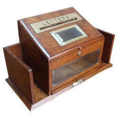 Antique Oak Country House Letter Box by J.C Vickery. English C.1910
