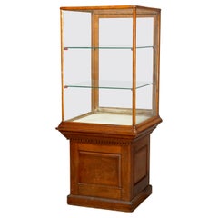Antique Oak Country Store 360 Degree Show Case on Stand, circa 1900