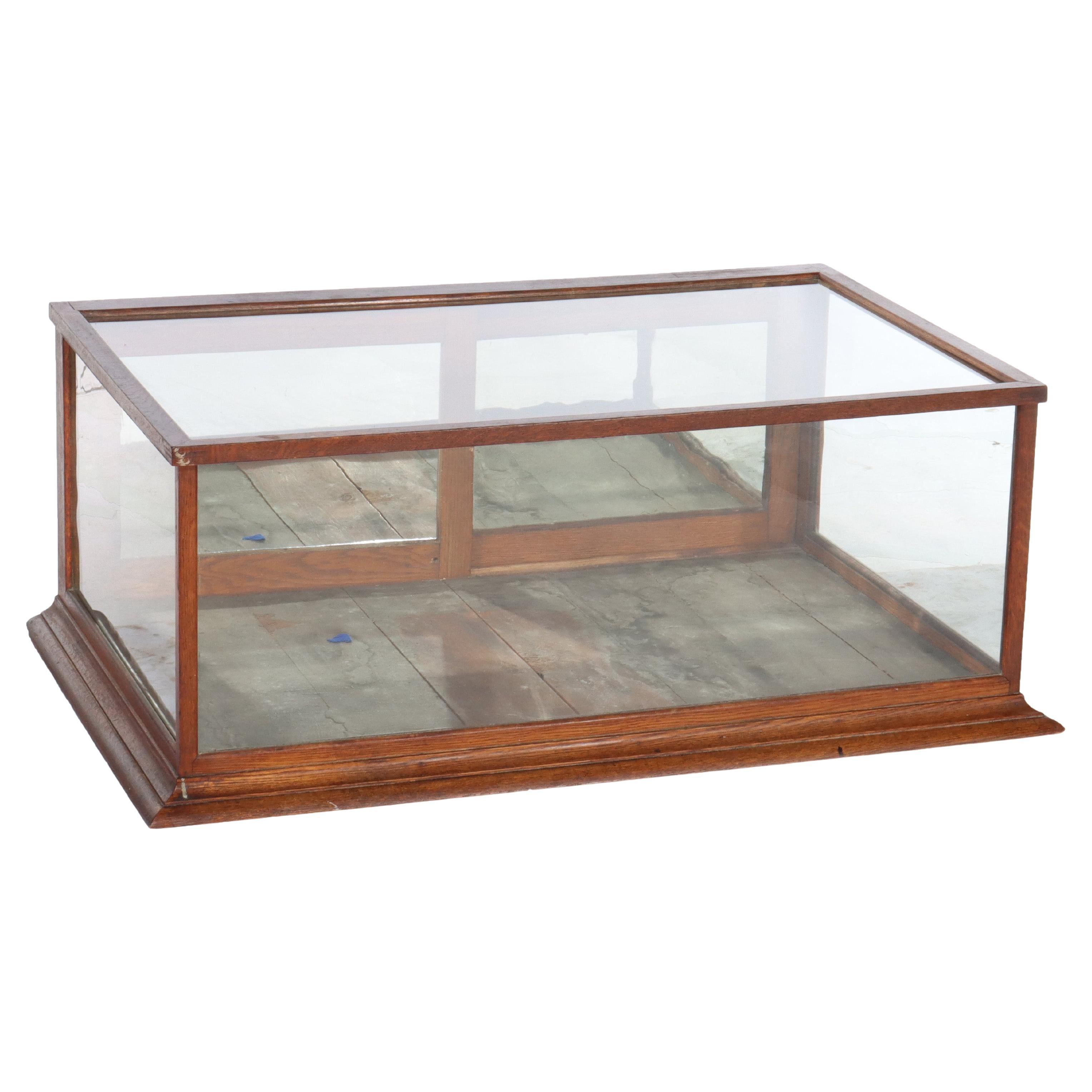 Antique Oak Country Store Counter Top Two Door Display Case C1900