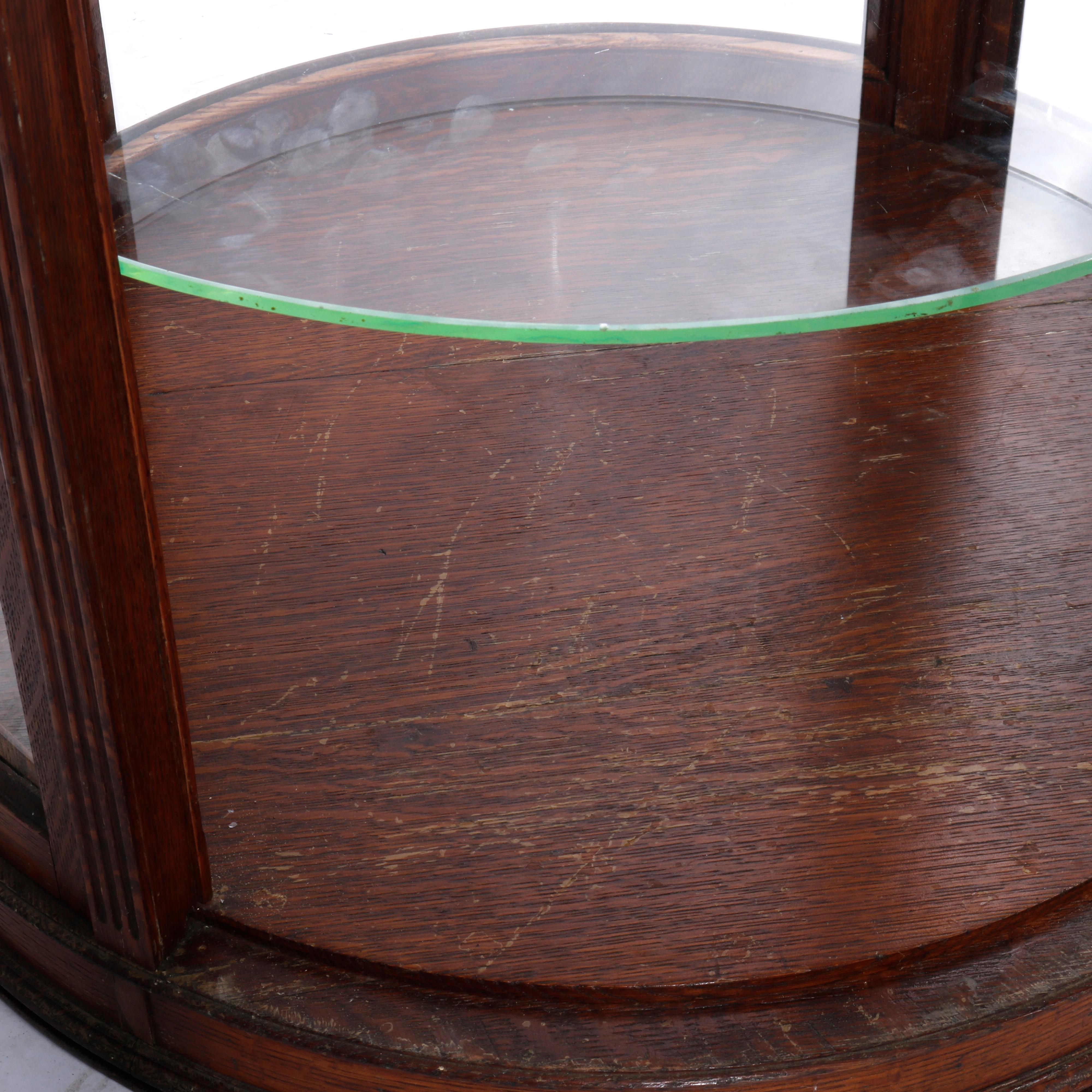 Antique Oak Country Store Curved Glass Jewelry Display Case, C1900 For Sale 8
